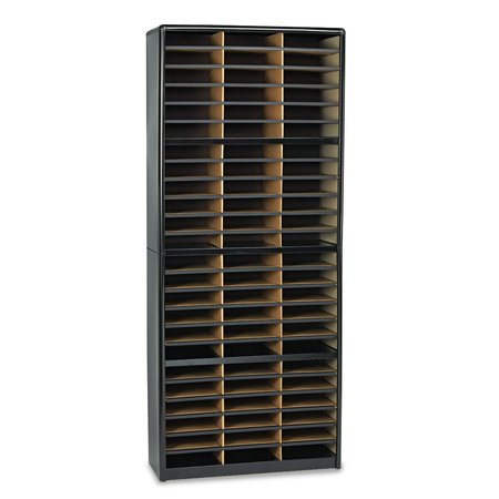 Safco Steel/Fiberboard Literature Sorter, 72 Sections, 32.25x13.5x75, Black 7131BL